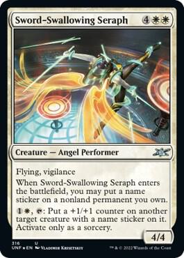Sword-Swallowing Seraph (Galaxy Foil) card from Unfinity