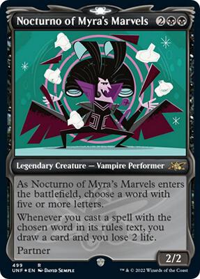 Nocturno of Myra's Marvels (Showcase) (Galaxy Foil) card from Unfinity