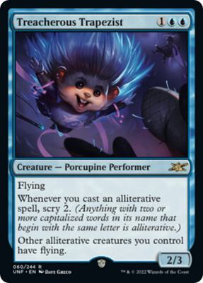 Treacherous Trapezist card from Unfinity