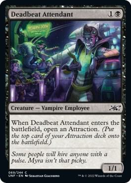 Deadbeat Attendant card from Unfinity