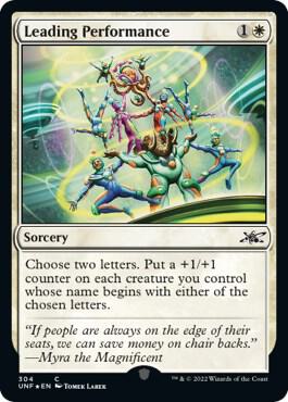 Leading Performance (Galaxy Foil) card from Unfinity