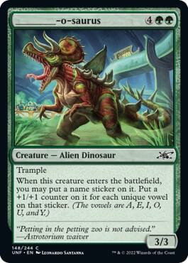 _______-o-saurus card from Unfinity