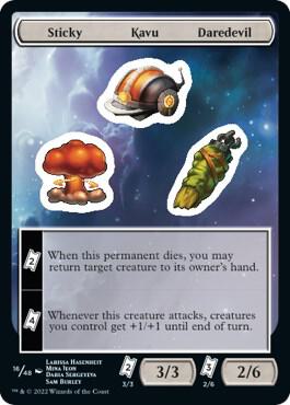 Sticky Kavu Daredevil card from Unfinity