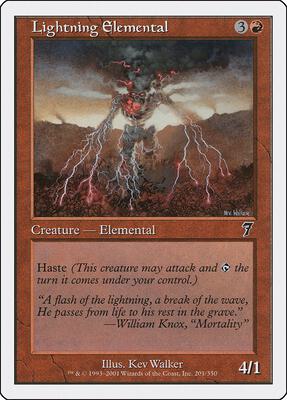 Lightning Elemental card from 7th Edition
