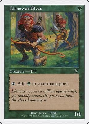 Llanowar Elves card from 7th Edition