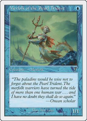 Merfolk of the Pearl Trident card from 7th Edition