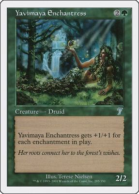 Yavimaya Enchantress card from 7th Edition
