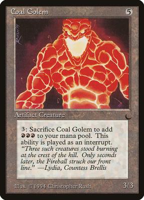 Coal Golem card from The Dark