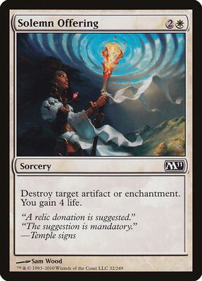 Solemn Offering card from Magic 2011 (M11)