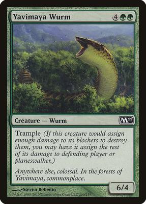 Yavimaya Wurm card from Magic 2011 (M11)