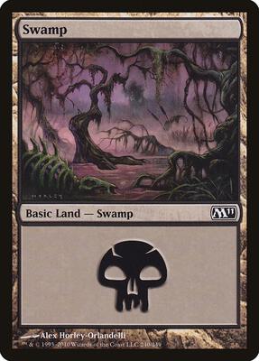 Swamp (240) card from Magic 2011 (M11)