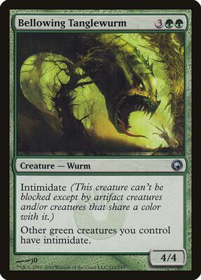 Bellowing Tanglewurm card from Scars of Mirrodin