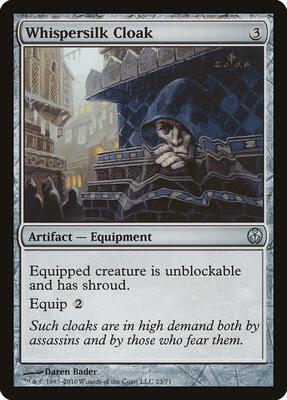 Whispersilk Cloak card from Duel Decks: Phyrexia vs. the Coalition