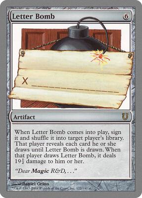 Letter Bomb card from Unhinged