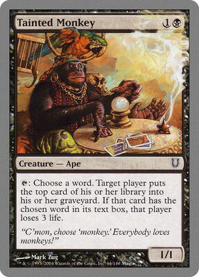 Tainted Monkey card from Unhinged
