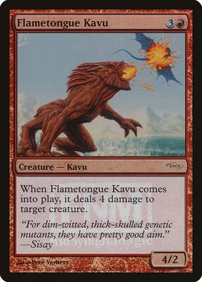 Flametongue Kavu card from FNM Promos