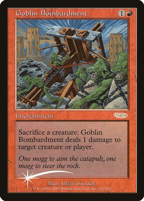 Goblin Bombardment card from FNM Promos
