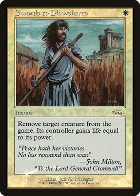 Swords to Plowshares card from FNM Promos