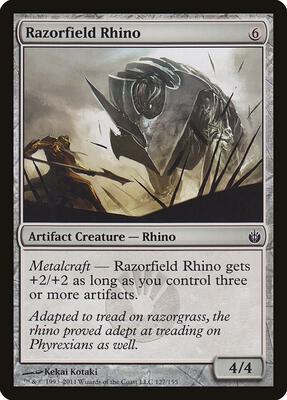 Razorfield Rhino card from Mirrodin Besieged