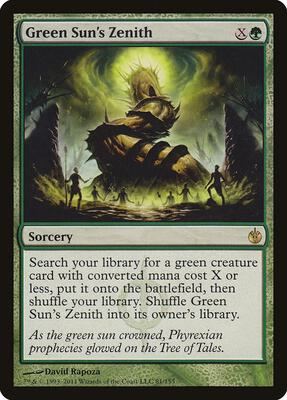 Green Sun's Zenith card from Mirrodin Besieged