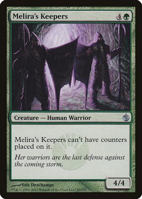 Melira's Keepers card from Mirrodin Besieged
