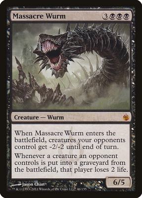 Massacre Wurm card from Mirrodin Besieged