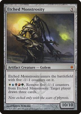 Etched Monstrosity card from New Phyrexia