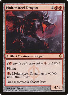 Moltensteel Dragon card from New Phyrexia