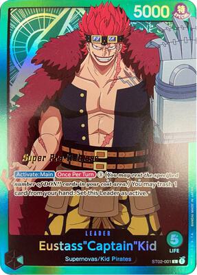 Eustass"Captain"Kid (001) card from Super Pre-Release Starter Deck 2: Worst Generation