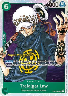Trafalgar Law card from Super Pre-Release Starter Deck 2: Worst Generation