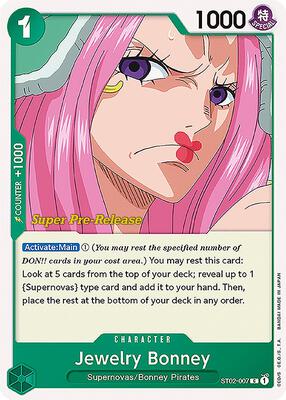 Jewelry Bonney card from Super Pre-Release Starter Deck 2: Worst Generation