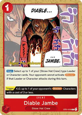 Diable Jambe card from Super Pre-Release Starter Deck 1: Straw Hat Crew
