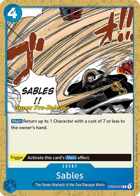 Sables card from Super Pre-Release Starter Deck 3: The Seven Warlords of the Sea