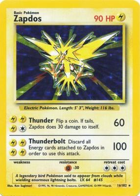 Zapdos card from Base Set