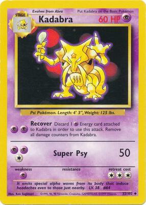 Kadabra card from Base Set
