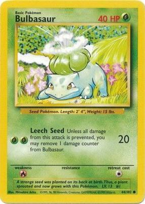 Bulbasaur card from Base Set