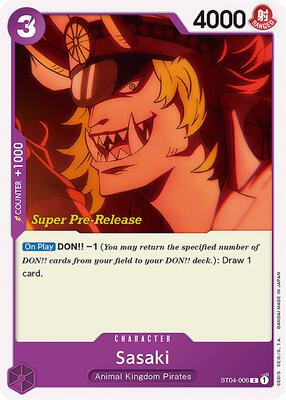 Sasaki card from Super Pre-Release Starter Deck 4: Animal Kingdom Pirates