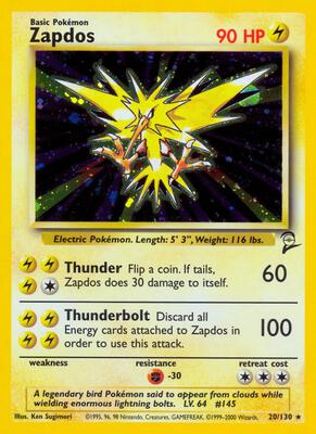 Zapdos card from Base Set 2