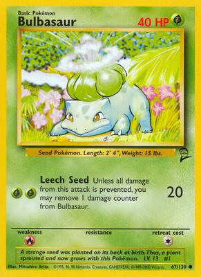 Bulbasaur card from Base Set 2