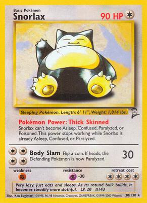 Snorlax card from Base Set 2