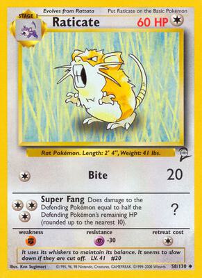 Raticate card from Base Set 2