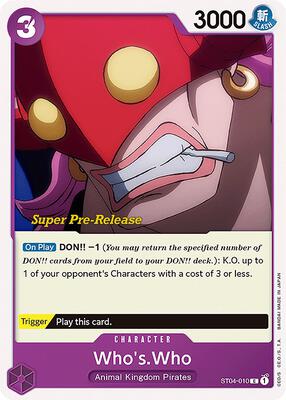 Who's.Who card from Super Pre-Release Starter Deck 4: Animal Kingdom Pirates