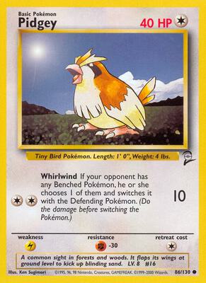 Pidgey card from Base Set 2