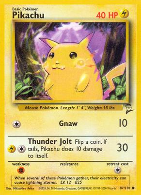 Pikachu card from Base Set 2