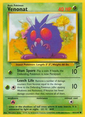 Venonat card from Base Set 2