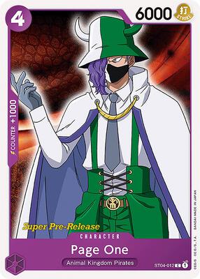 Page One card from Super Pre-Release Starter Deck 4: Animal Kingdom Pirates
