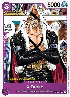 X.Drake card from Super Pre-Release Starter Deck 4: Animal Kingdom Pirates