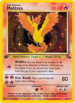 Moltres (12) card from Fossil