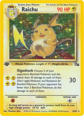 Raichu (14) card from Fossil