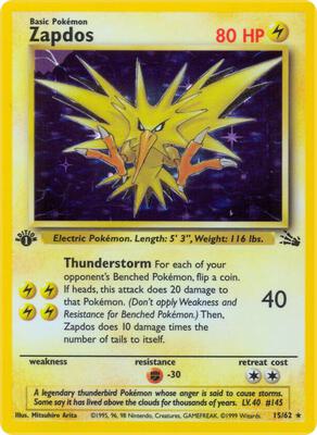 Zapdos (15) card from Fossil